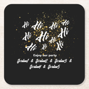 Black Guld Group Friends Joint Birthday Underlägg Papper Kvadrat