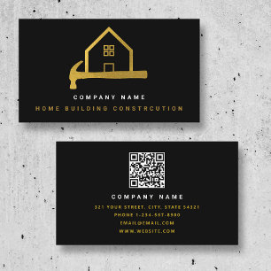 Black Guld Hammer Home Byggnad Construction Visitkort