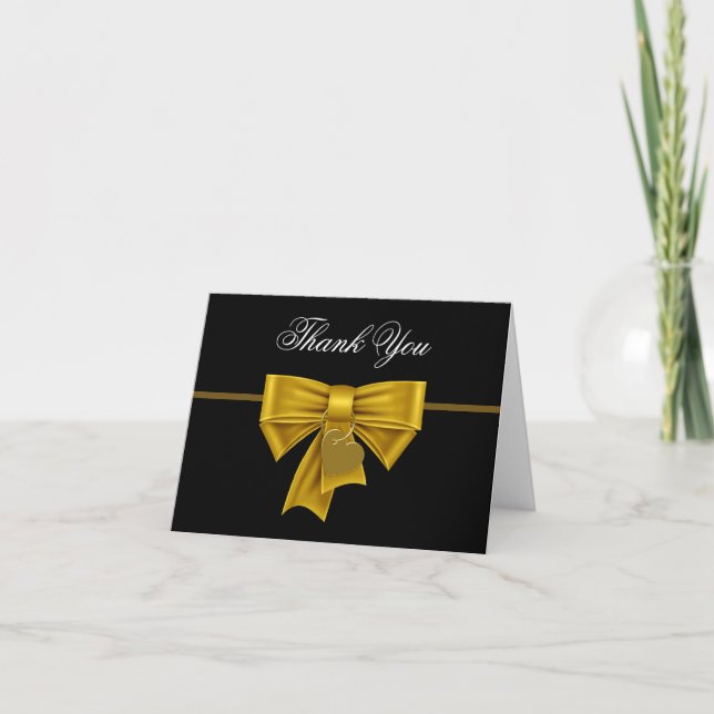 Black Guld Heart Bow Tack Cards (Framsida)