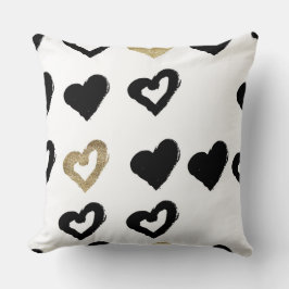 Black & Guld Hearts Dekorativ kudde