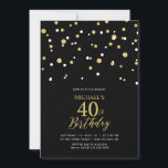 Black & Guld Hexagon Confetti 40:e födelsedagen Pa Inbjudningar<br><div class="desc">Fira din speciella dag med den här moderna 40-årsfestinbjudan. Den här designen har en snyggt som skriver skript "40:e födelsedag" med sexkantsformade konfetti med en kombination av svart och guld färg. Fler party-tillbehör finns på min butik BaraBomDesign.</div>