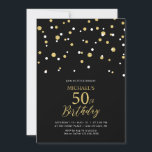 Black & Guld Hexagon Confetti 50:e Födelsedagsfest Inbjudningar<br><div class="desc">Fira din speciella dag med det här moderna 50:e födelsedagsfest inbjudan. Den här designen innehåller ett snyggt med texten "50:e födelsedagen" med hexagon-konfirmering med ett svart färg-tema från guld. Du kan beställa en utskriven inbjudan eller hämta digitalt inbjudan för att skicka omedelbart. Fler inbjudningar och party-tillbehör finns på min butik...</div>