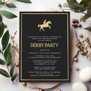 Black & Guld Horse Tävling Derby Party Inbjudningar