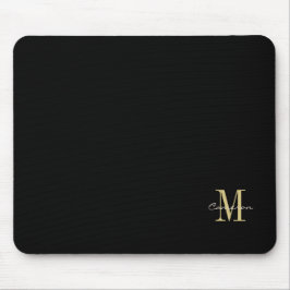 Black Guld Initial och Namn Personlig Gift Musmatta