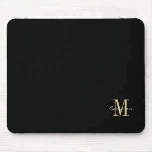 Black Guld Initial och Namn Personlig Gift Musmatta