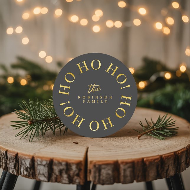 Black Guld jul Ho Ho Ho ID1009 Underlägg Papper Rund (Skapare uppladdad)