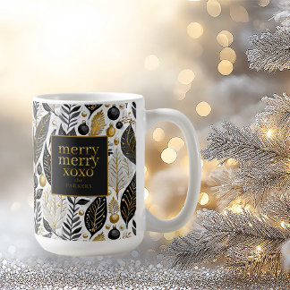 Black Guld jul Merry Mönster#21 ID1009 Kaffemugg
