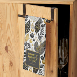 Black Guld jul Merry Mönster#21 ID1009 Kökshandduk