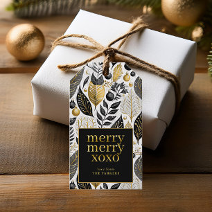 Black Guld jul Merry Mönster#21 ID1009 Presentetikett