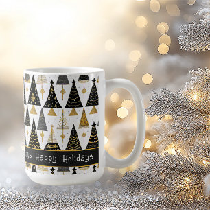 Black Guld jul Merry Mönster#25 ID1009 Kaffemugg