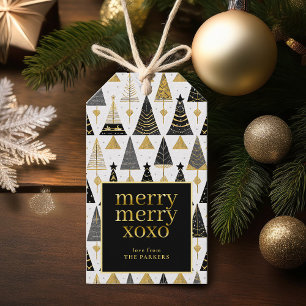 Black Guld jul Merry Mönster#25 ID1009 Presentetikett