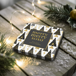 Black Guld jul Merry Mönster#25 ID1009 Underlägg Papper Kvadrat