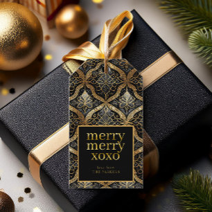 Black Guld jul Merry Mönster#31 ID1009 Presentetikett