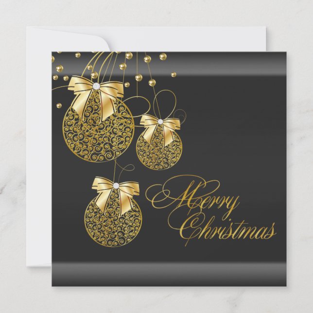 Black Guld jul Party Inbjudningar (Framsida)