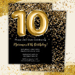 Black Guld Kids Girl 10:e Födelsedagsfestens inbju Inbjudningar<br><div class="desc">Elegant svart och guld 10:e födelsedagsfest inbjudan för en 10-årig flicka med elegant skript som skriver guld typsnitt och fotnotsballonger för roligt.</div>