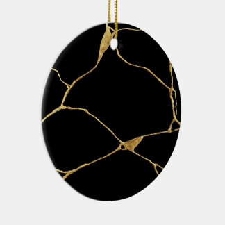 Black Guld Kintsugi Ancient Kintsukuroi Julgransprydnad Keramik