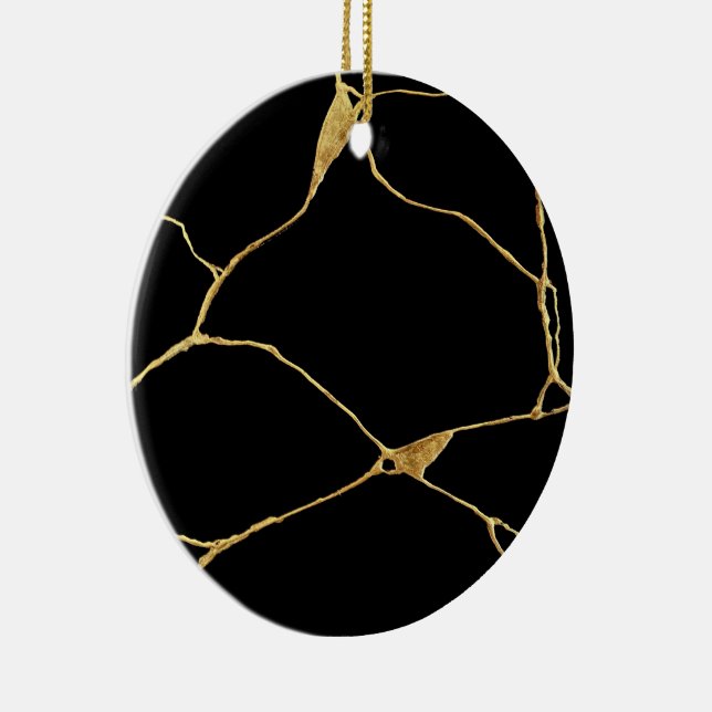 Black Guld Kintsugi Ancient Kintsukuroi Julgransprydnad Keramik (Höger)