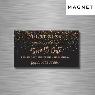 Black guld konetti-födelsedagen spara datum magnet