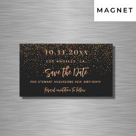Black guld konetti-födelsedagen spara datum magnet