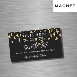 Black guld konetti-födelsedagen spara datum magnet