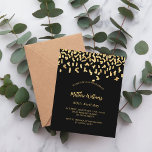 Black guld konetti-födelsedagsinbjudan<br><div class="desc">En modern elegant och inbjudan. En svart bakgrund dekorerad med faux guld konetti. Anpassa och lägg till namn och detaljer. 1 lakan = 1 inbjudan tryckt kant till kant.</div>
