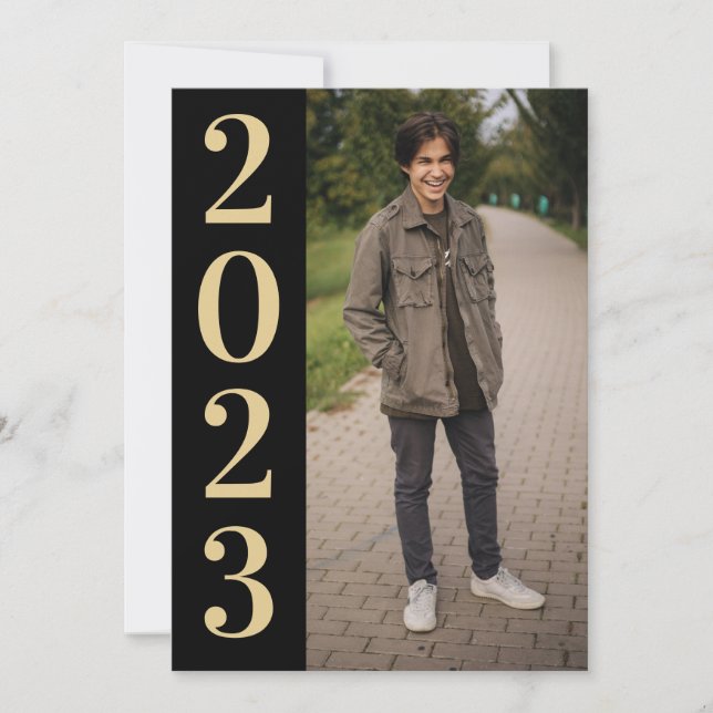 Black Guld Large Number 2022 Grad Open House Inbjudningar (Framsida)