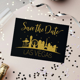 Black Guld Las Vegas Strip Bröllop spara datum Meddelande Vykort