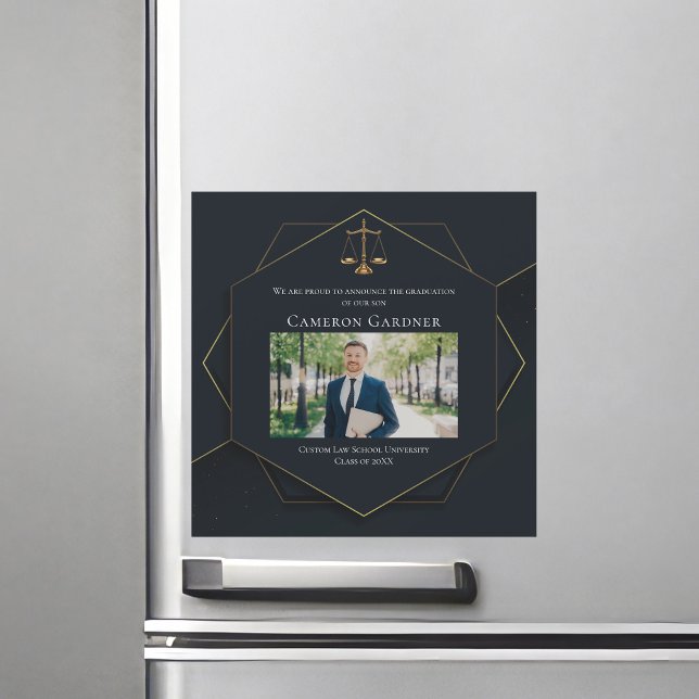 Black Guld Law School Photo Studenten Magnet Card (Skapare uppladdad)