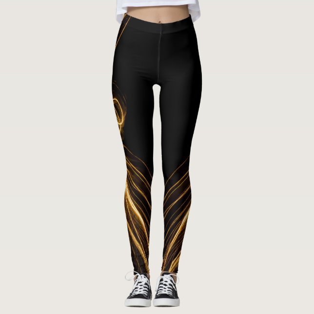 Black & Guld Leggings ’Golden Elegance’ (Framsida)