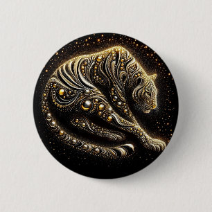 Black & Guld Leopard Knapp