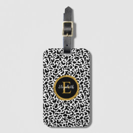 Black Guld Leopard Monogram Bagagebricka