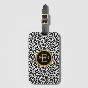 Black Guld Leopard Monogram Bagagebricka
