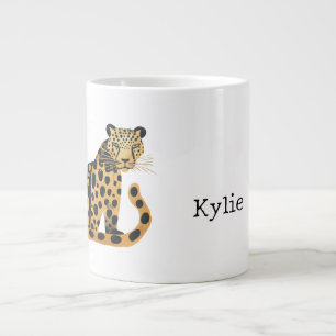 Black Guld Leopard Namn Jumbo Mugg