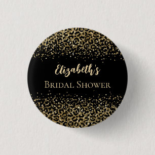 Black Guld Leopard Print Glitter Möhippa Knapp