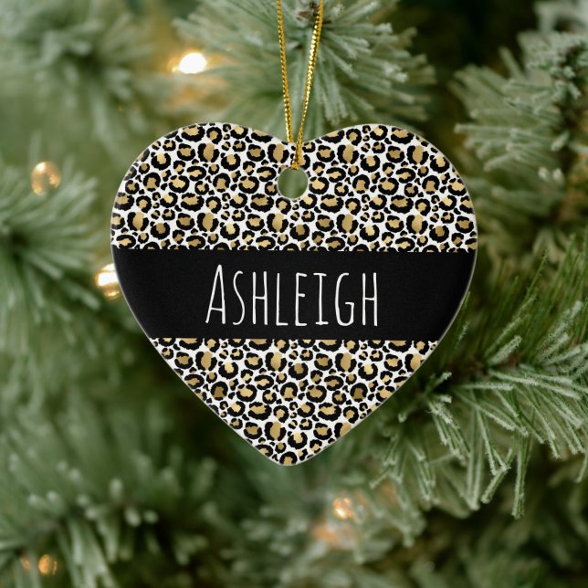 Black Guld Leopard Print Julgransprydnad Keramik (Träd)