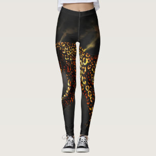 Black Guld Leopard Print Leggings & Yoga Byxor