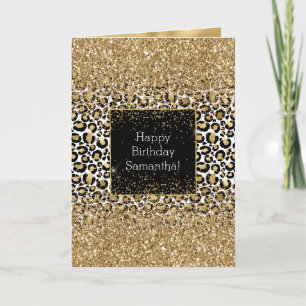 Black Guld Leopard Skriv ut Glitz Kort