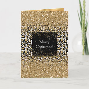Black Guld Leopard Skriv ut Glitzy Kort