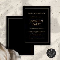 Black Guld Line Gräns Bröllop Evening Party