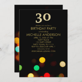 Black Guld Ljus Födelsedagsfest Inbjudningar