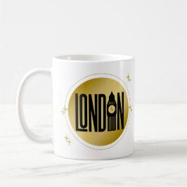 Black & Guld London Skyline Retro City Pride Kaffemugg