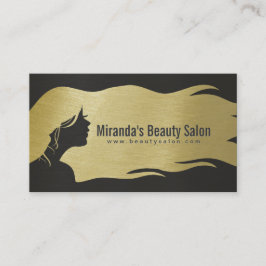Black & Guld Long Hair Makeup Artist Hair Stylist Visitkort