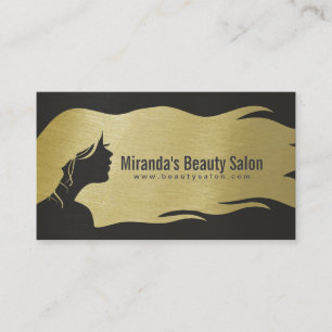 Black & Guld Long Hair Makeup Artist Hair Stylist Visitkort