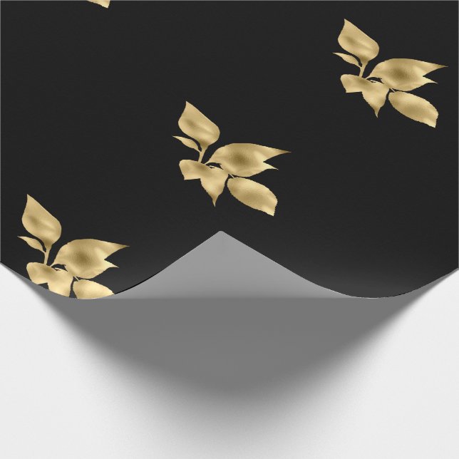 BLACK GULD LÖV ELEGANT  BIRTHDAY BRÖLLOP WRAP PRESENTPAPPER (Hörn)