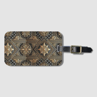 Black & Guld Luxe Baroque Luggage Tag Bagagebricka