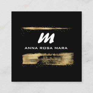 *~* Black Guld Luxe QR AP65 Guld Glitter Fyrkantigt Visitkort