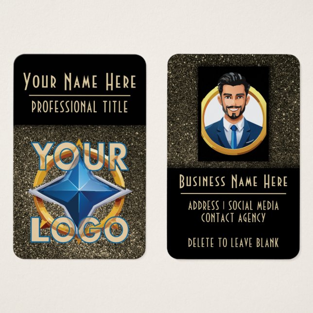 Black Guld Luxury Actors Entertainers Professionel Visitkort (Framsida & baksida)