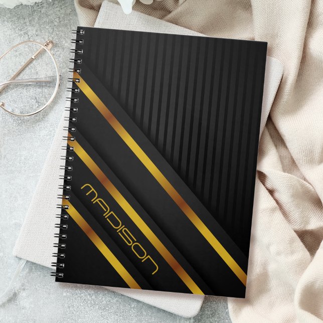 Black Guld Luxury Modern Minimal Abstrakt Anteckningsbok (Skapare uppladdad)