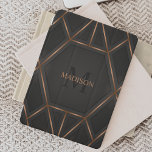 Black Guld Luxury Modern Minimal Abstrakt iPad Mini Skydd<br><div class="desc">En coola luxuriös stil abstrakt ipad cover med svart och guld-geometrisk utformning. Anpassa med ditt monogram och namn.</div>