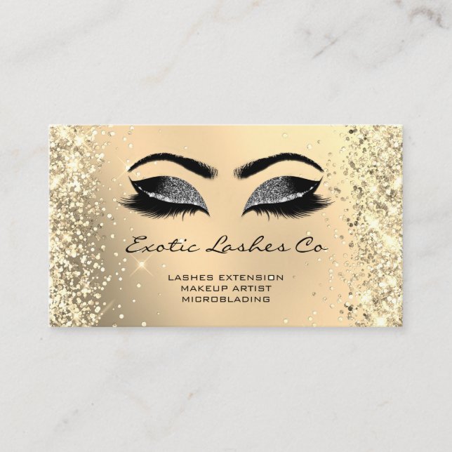 Black Guld Makeup Glitter Lash Anpassningsbar Logo Visitkort (Framsida)